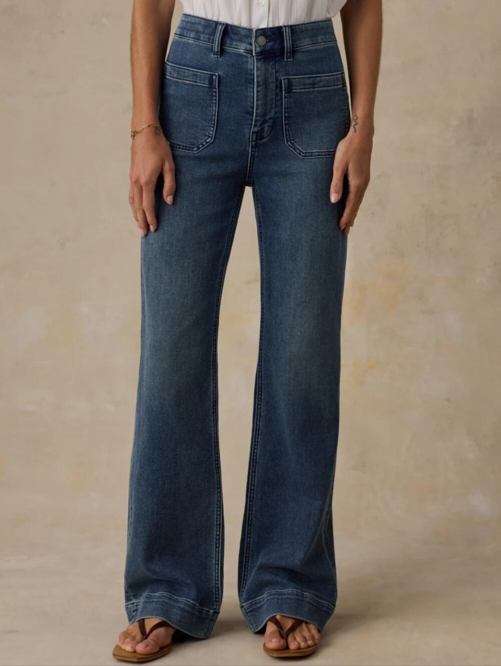 Faherty Riverton Stretch Terry Patch Pocket High Rise Pants Sz 32